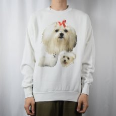 画像2: 90's USA製 "Maltese" 犬プリントスウェット L (2)