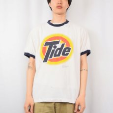 画像2: 90's Tide USA製 洗剤メーカー ロゴプリントリンガーTシャツ XL (2)