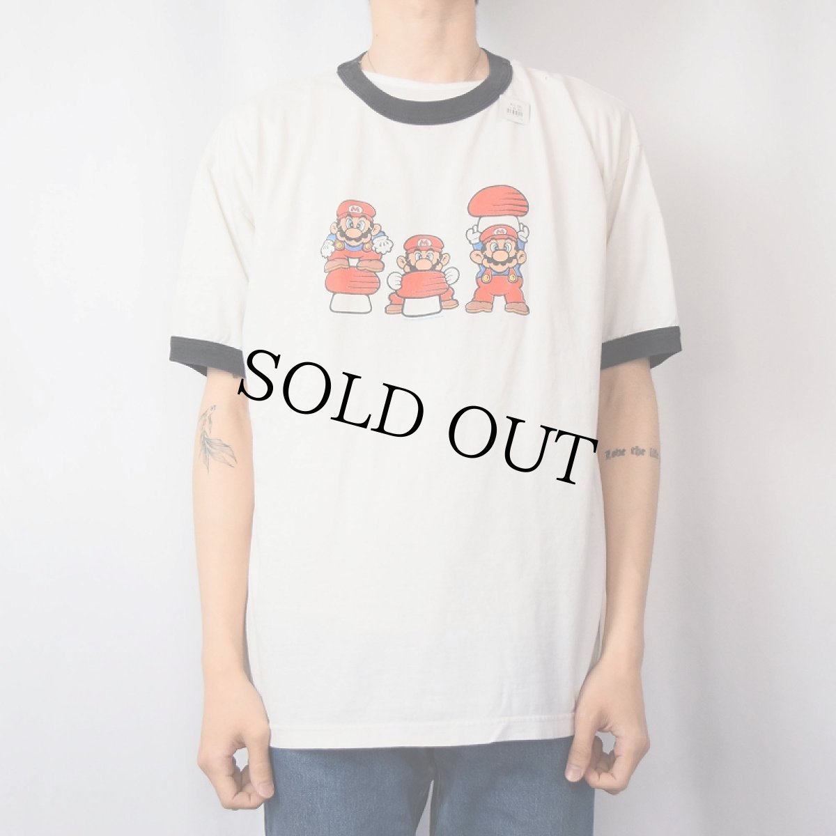 画像2: 2002 Nintendo スーパーマリオ USA製 キャラクタープリントリンガーTシャツ XL (2)