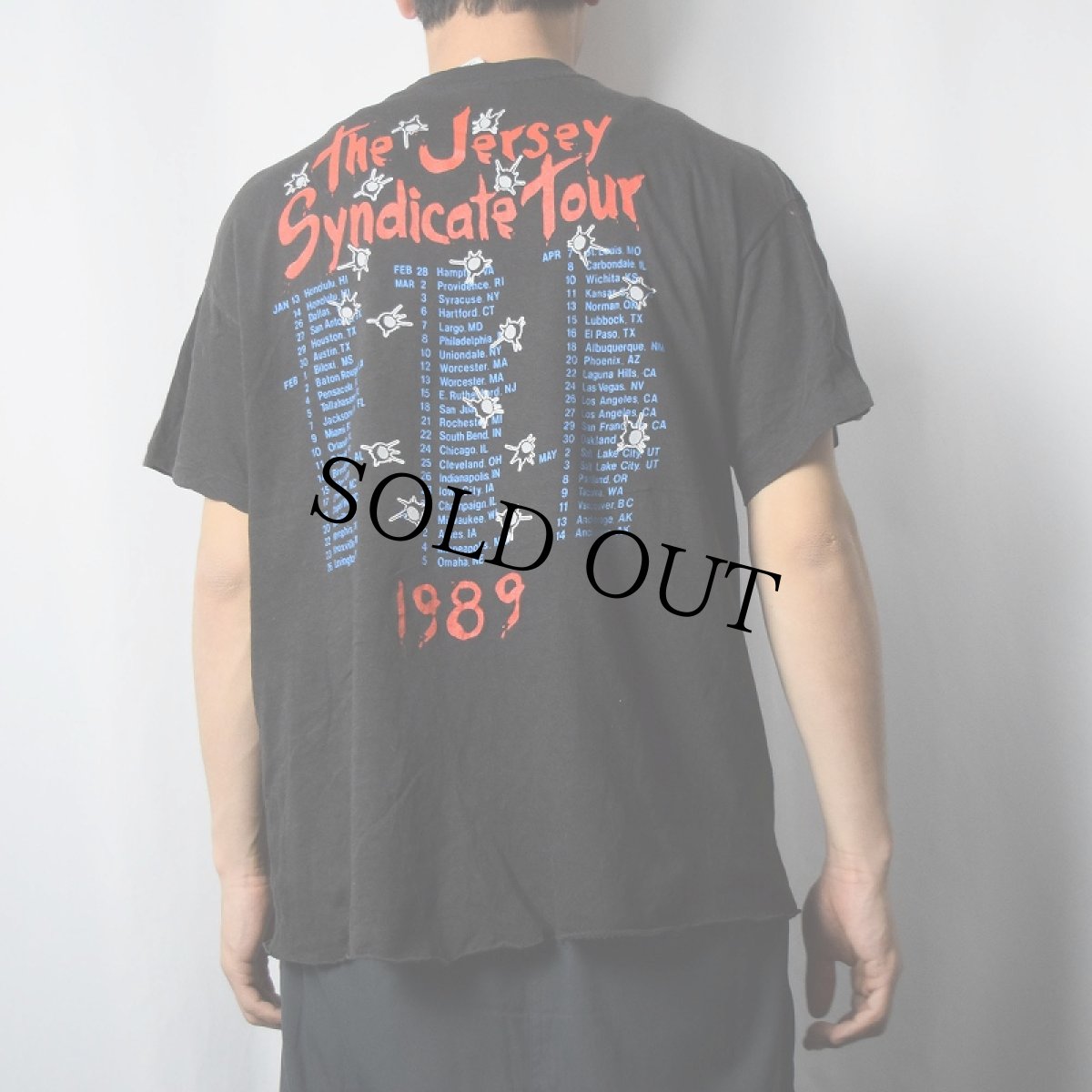 画像4: 1989 Bon Jovi "The Jersey Syndicate Tour" カットオフ ハードロックバンドツアーTシャツ XL (4)