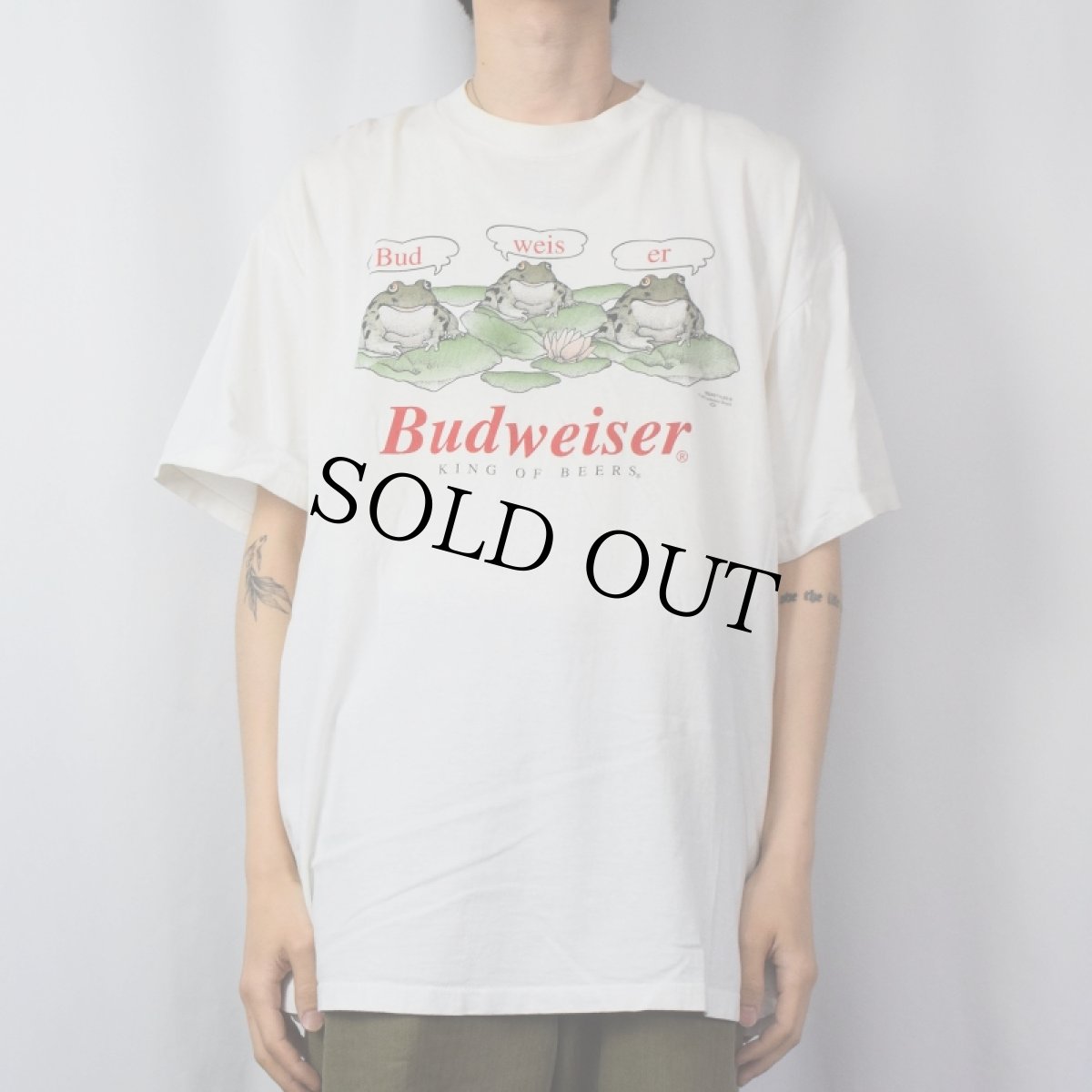 画像2: 90's Budweiser USA製 ビールメーカー カエルイラストプリントTシャツ XXL (2)