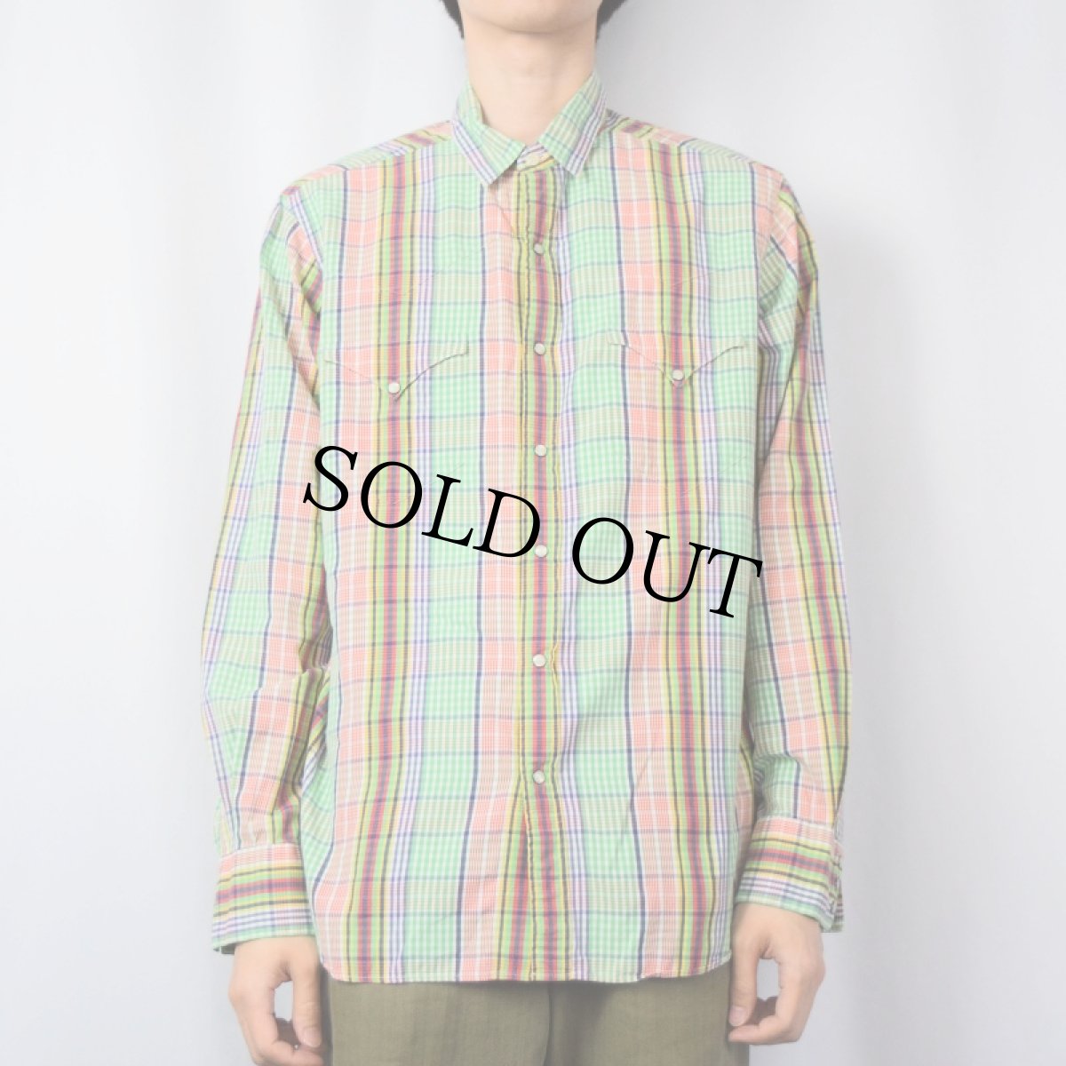 画像2: POLO Ralph Lauren チェック柄 "RL WESTERN" コットンウエスタンシャツ L (2)