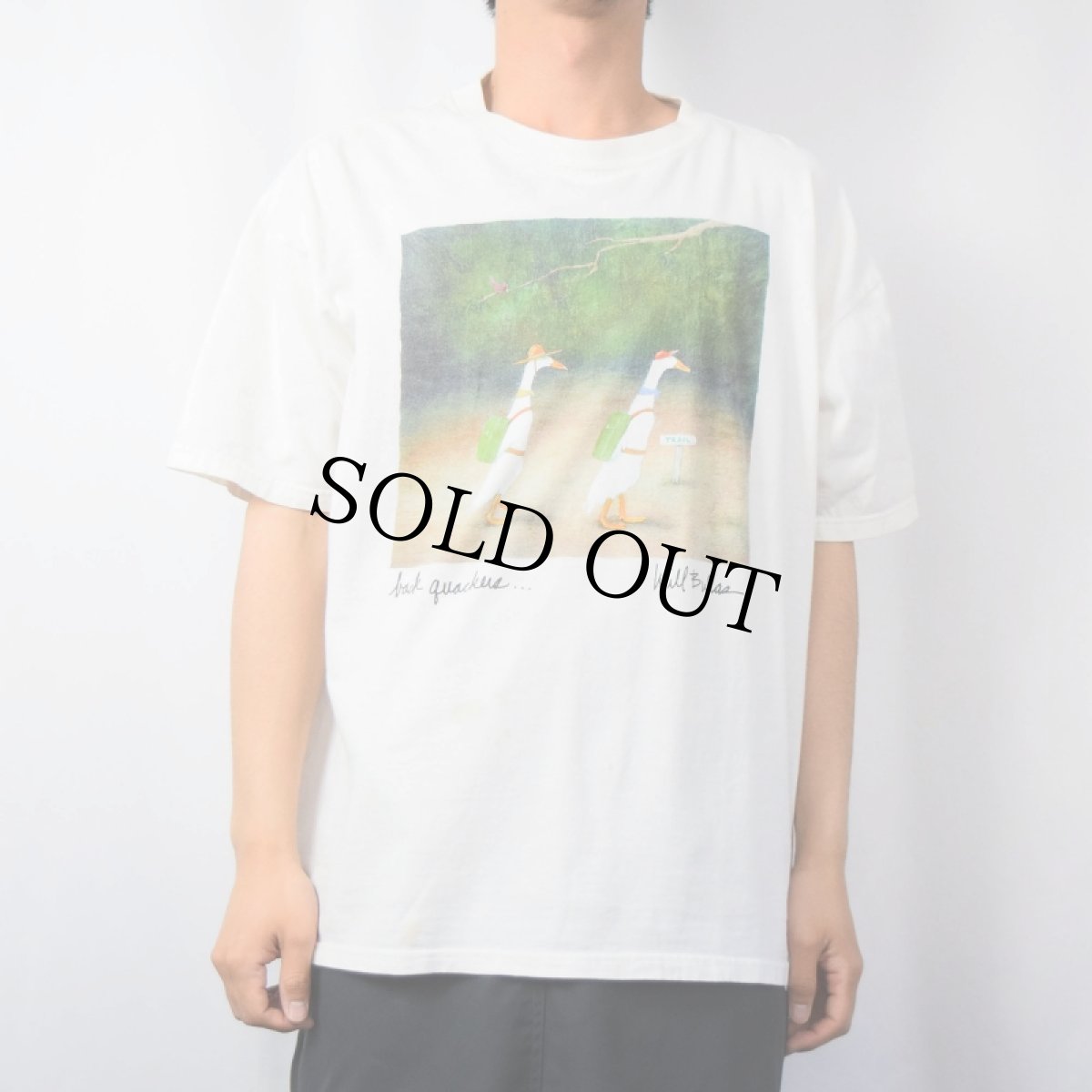 画像2: 90's Will Bullas "back quackers...." アートプリントTシャツ XL (2)