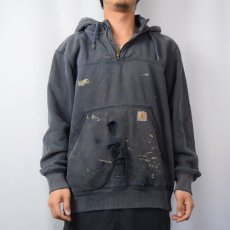 画像2: Carhartt ペンキペイント ハーフジップスウェットフーディー (2)