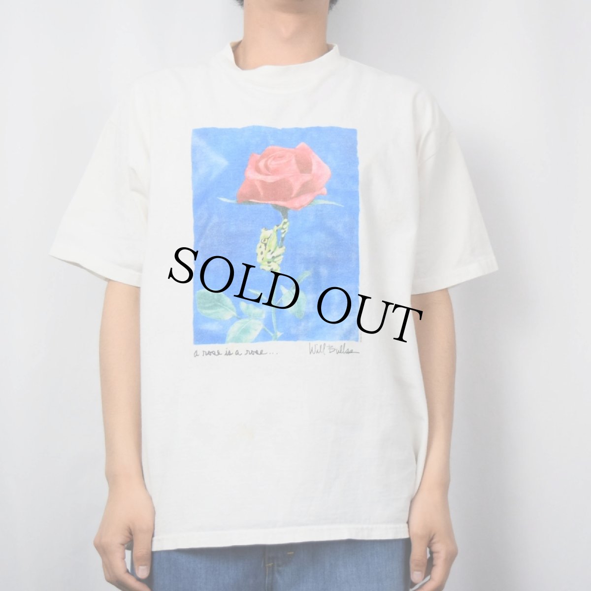 画像2: 90's Will Bullas "a rose is a rose..." アートプリントTシャツ XL (2)