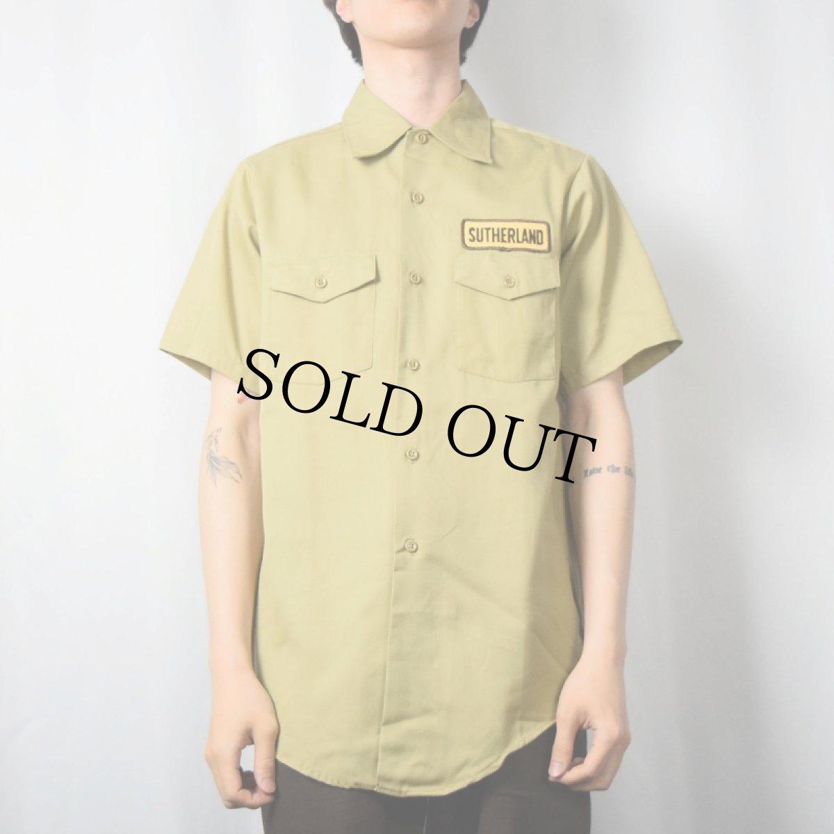 画像3: Lee ワッペン付き コットンワークシャツ SIZE15-15 1/2 (3)