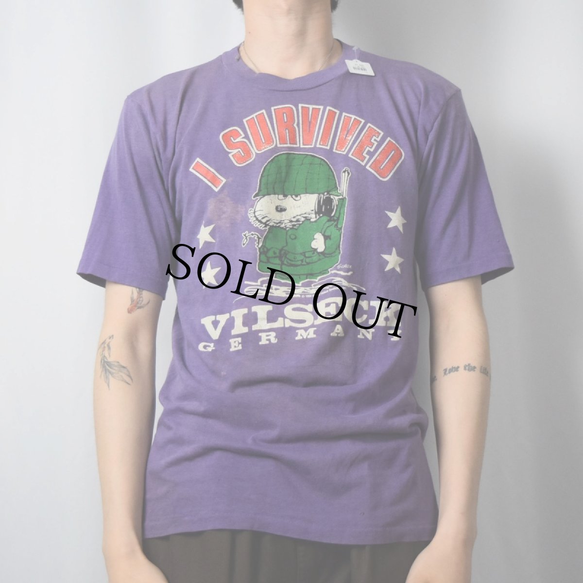 画像2: 70〜80's SNOOPY "I SURVIVED" キャラクタープリントTシャツ (2)