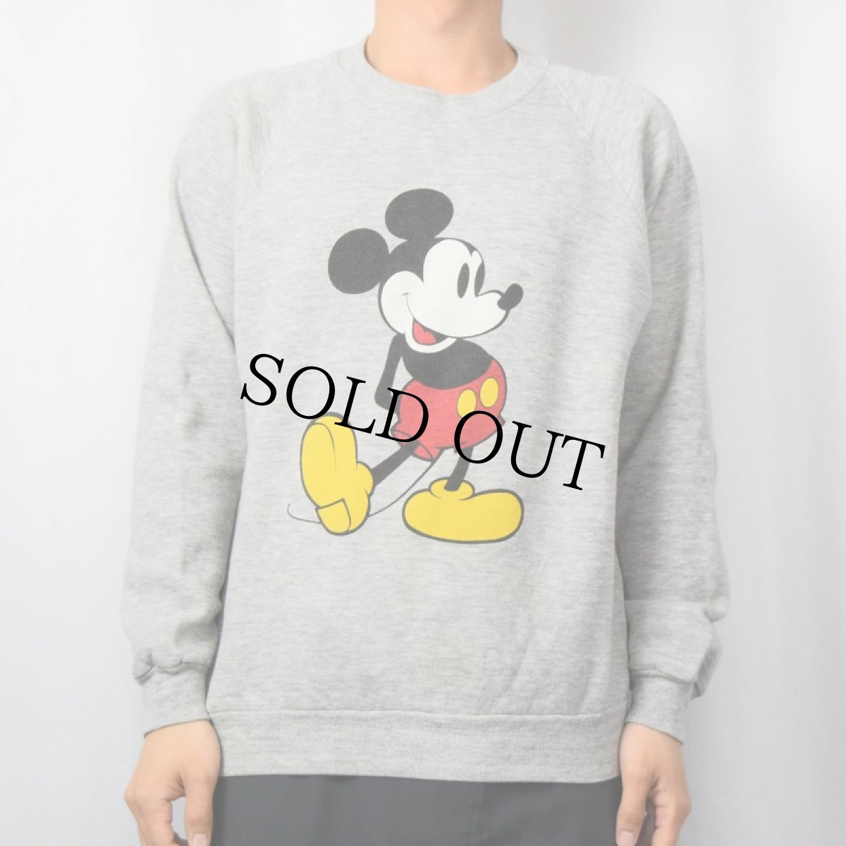 画像2: 80〜90's Disney MICKEY MOUSE USA製 キャラクタープリントラグランスウェット L (2)