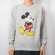 画像2: 80〜90's Disney MICKEY MOUSE USA製 キャラクタープリントラグランスウェット L (2)
