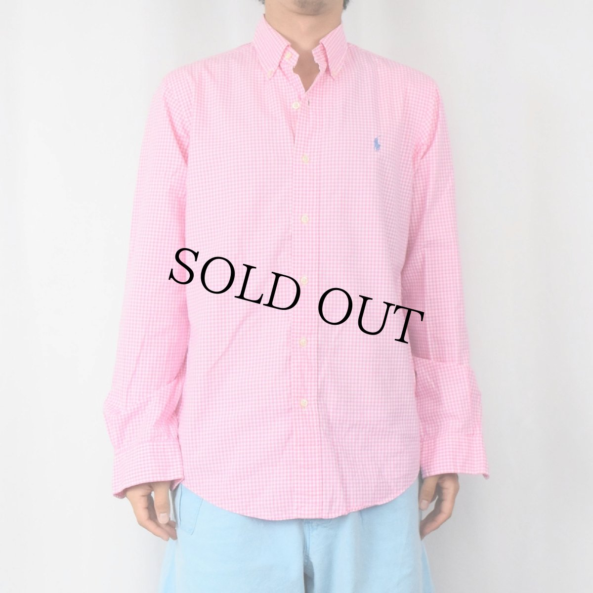 画像2: POLO Ralph Lauren "CUSTOM FIT" ギンガムチェック柄 コットンボタンダウンシャツ S (2)