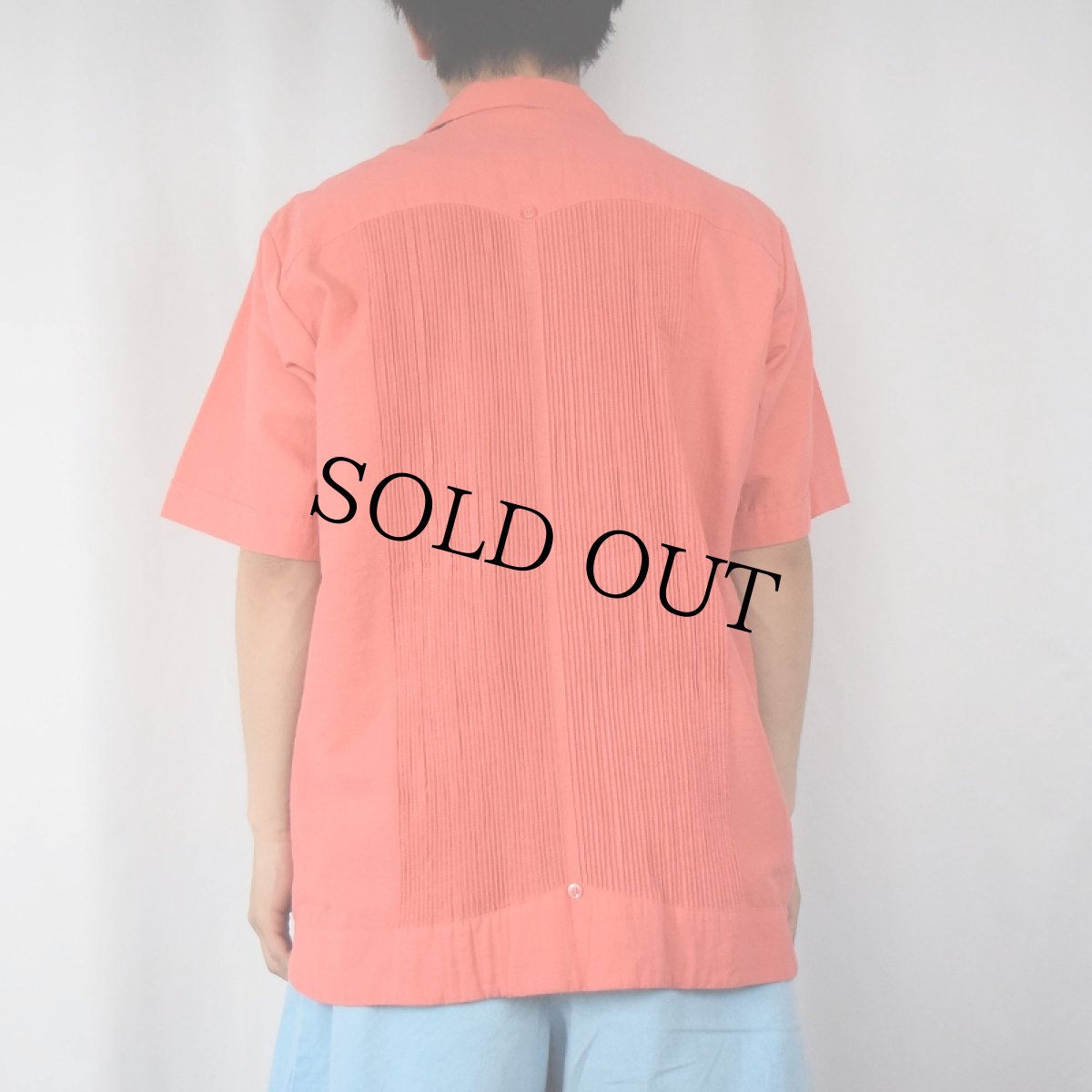 画像3: 80's〜 Villanueva プリーツデザイン キューバシャツ SIZE40 (3)