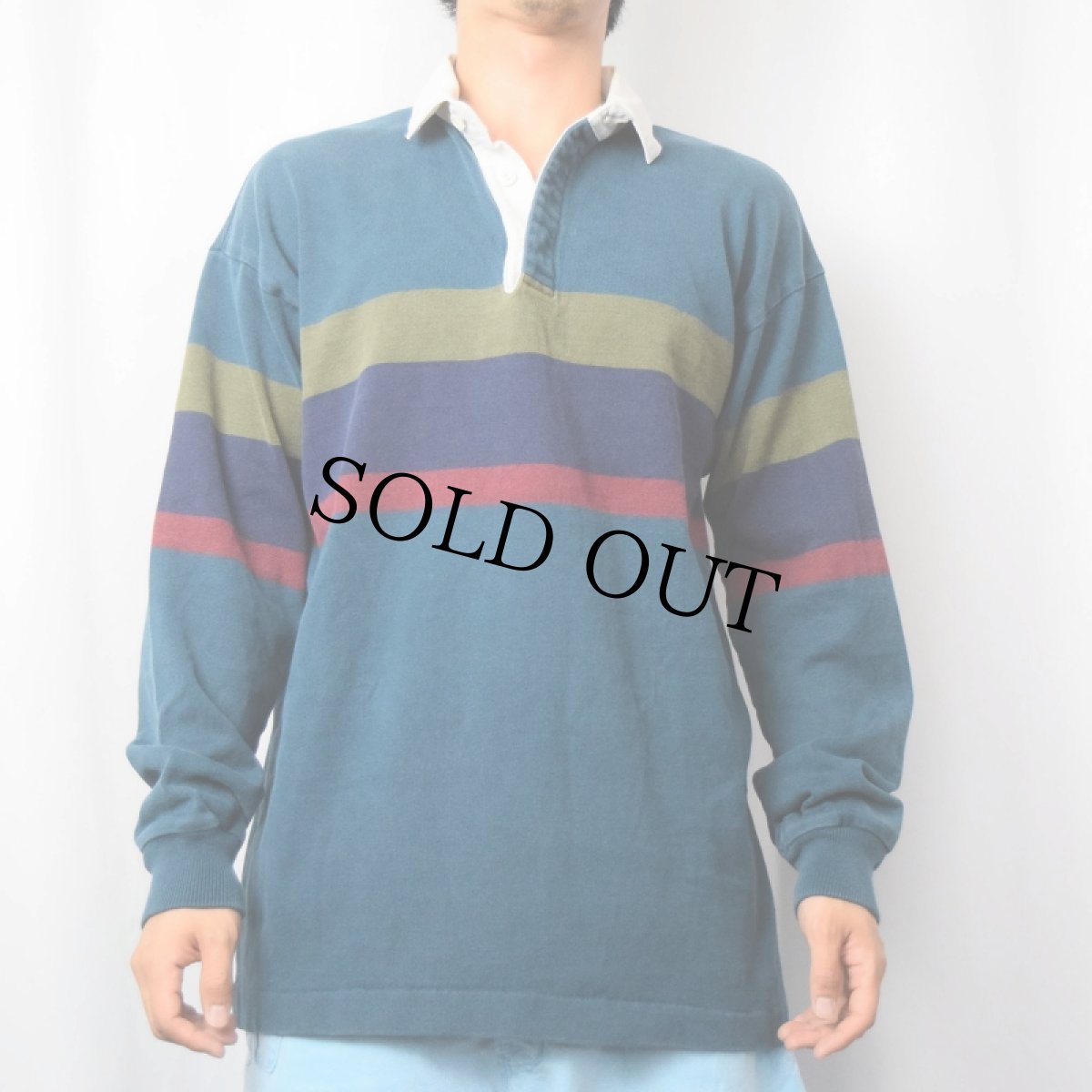 画像2: 80〜90's L.L.Bean USA製 ボーダー柄 ラガーシャツ M (2)