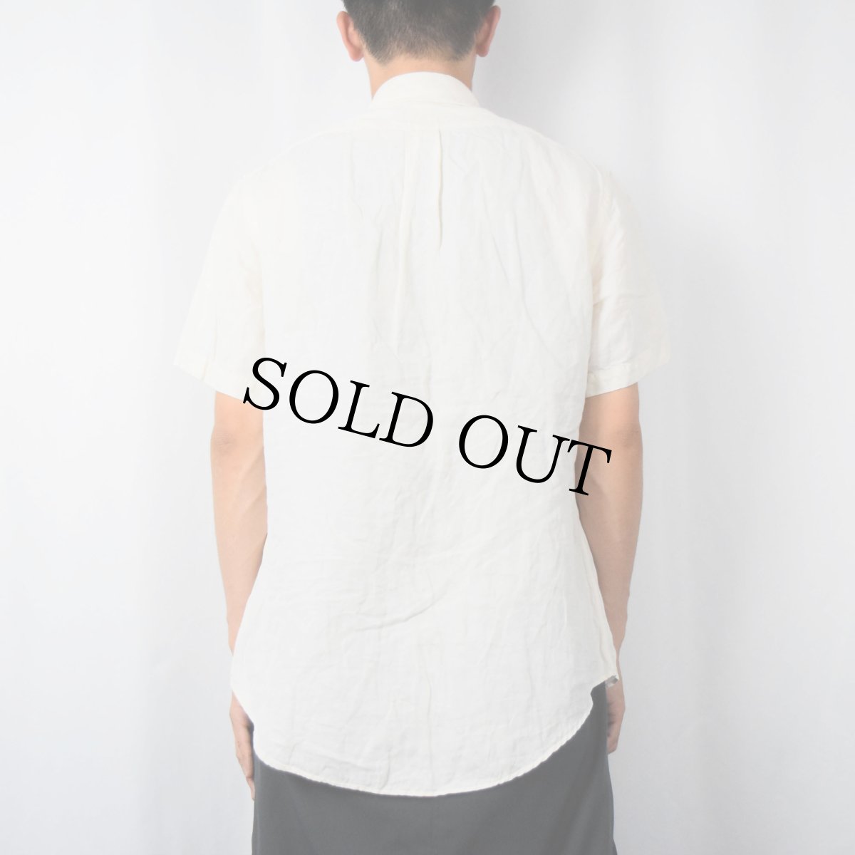 画像3: POLO Ralph Lauren "CUSTOM FIT" ロゴ刺繍 リネン×シルクボタンダウンシャツ M (3)