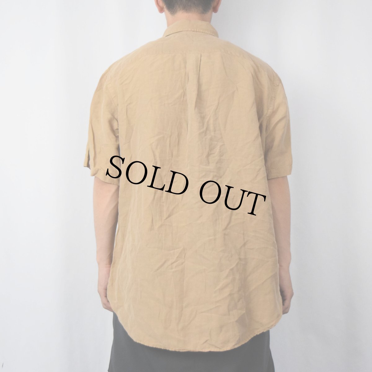 画像3: POLO Ralph Lauren "CLASSIC FIT" ロゴ刺繍 リネン×シルクボタンダウンシャツ L (3)