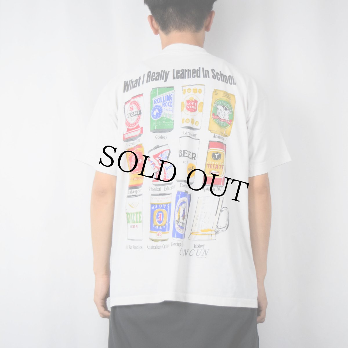 画像4: "What I really Learned In School" ビールイラストプリントTシャツ (4)