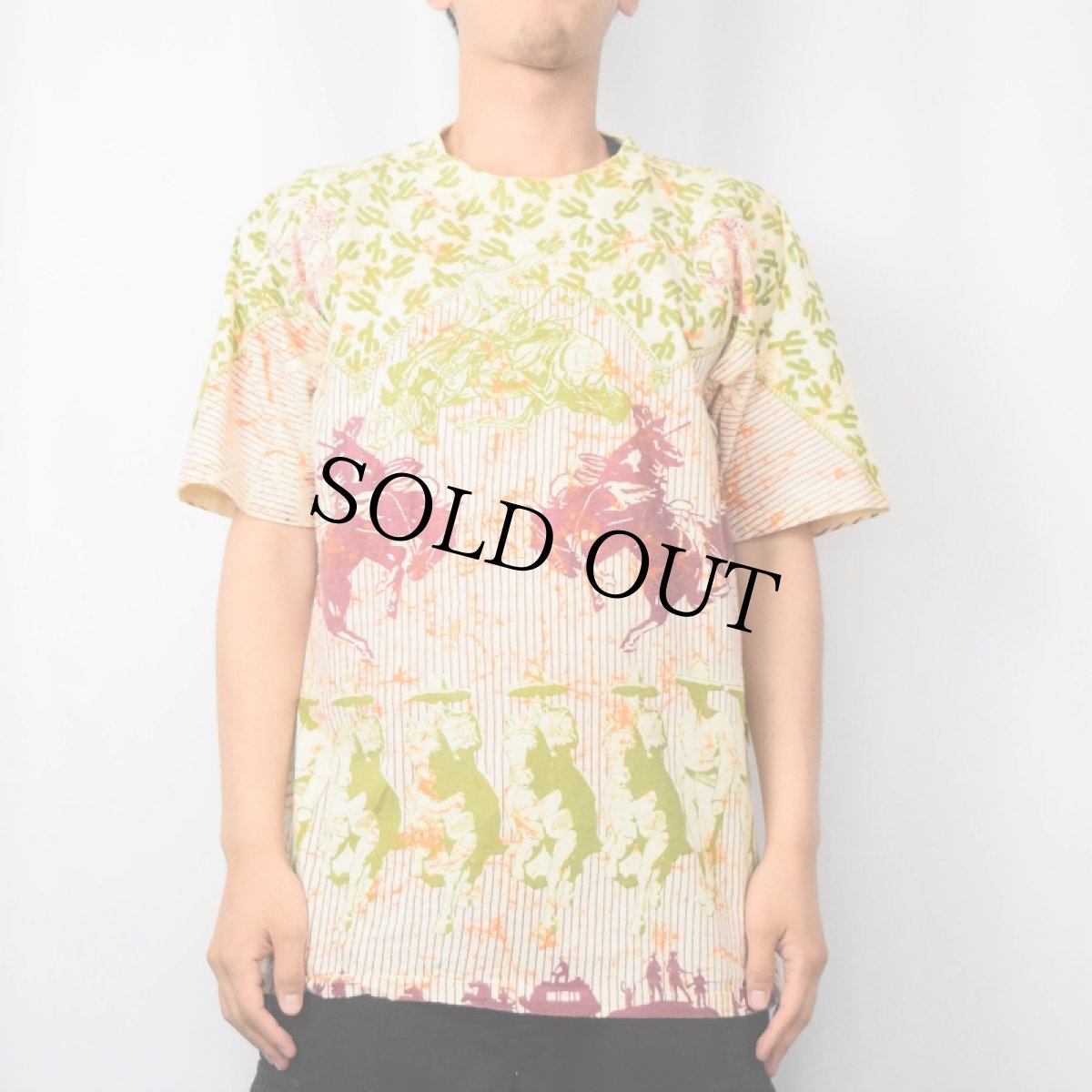 画像2: 90's USA製 カウボーイ柄 大判プリントTシャツ XL (2)