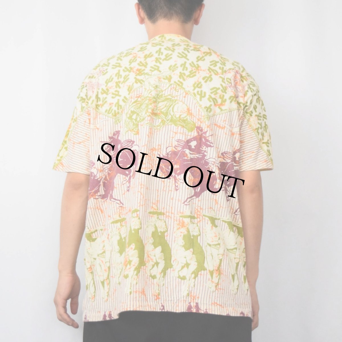 画像3: 90's USA製 カウボーイ柄 大判プリントTシャツ XL (3)