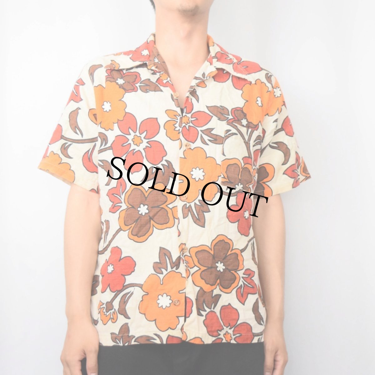画像2: 70's Sears KINGS ROAD 花柄 オールオーバーパターン アロハシャツ L (2)