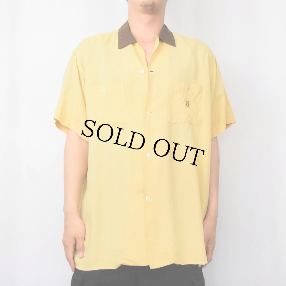 画像3: 60's NAT NAST "BRODIE RESTAURANT SUPPLY" フロッキープリント レーヨンボーリングシャツ (3)