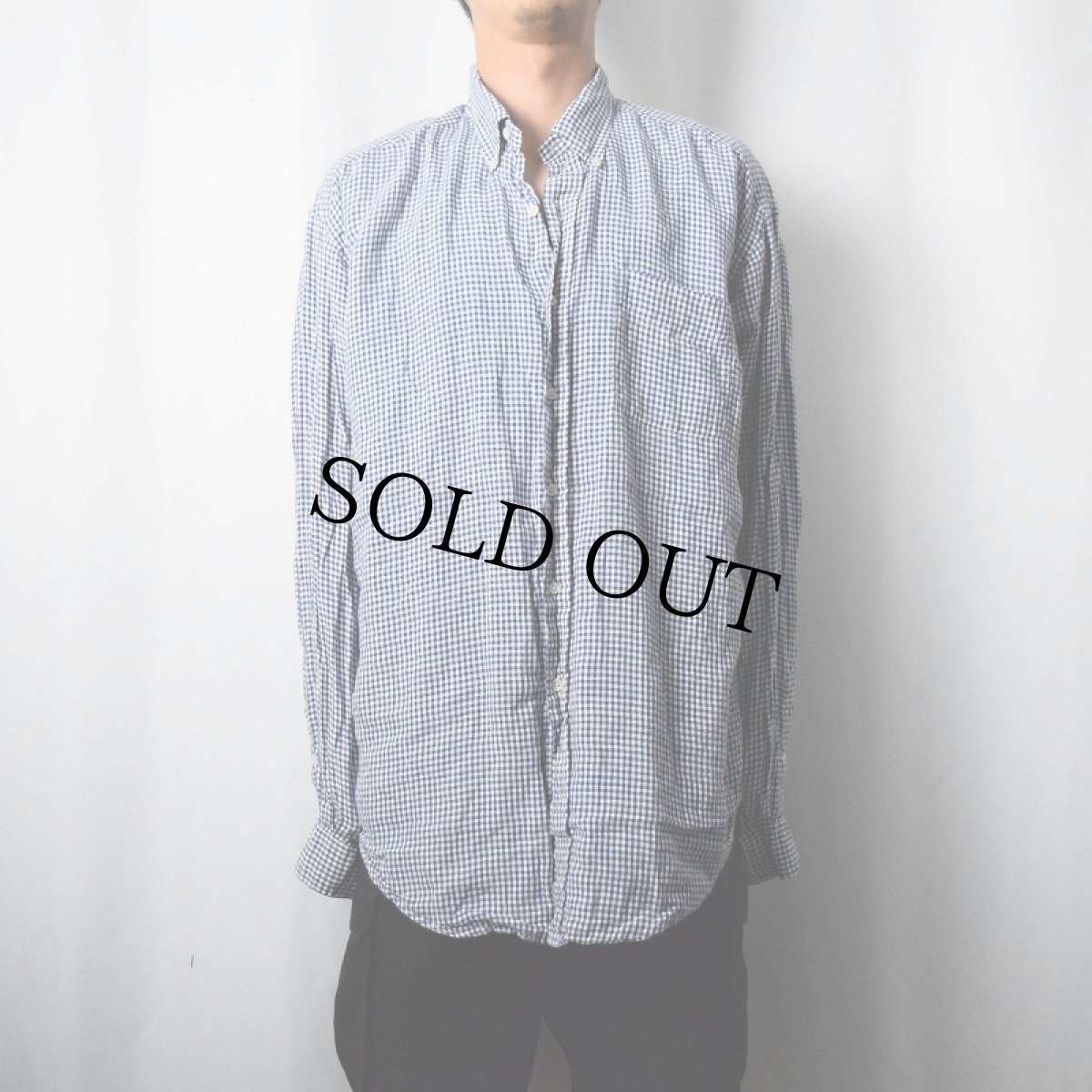 画像2: Ralph Lauren "BERTRAND" ギンガムチェック柄 リネンボタンダウンシャツ XL (2)