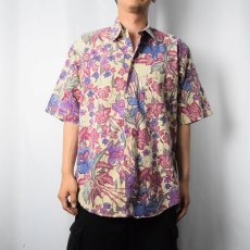 画像2: 90's LANDS' END USA製 花柄 コットンシャツ L (2)
