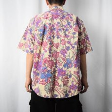 画像3: 90's LANDS' END USA製 花柄 コットンシャツ L (3)