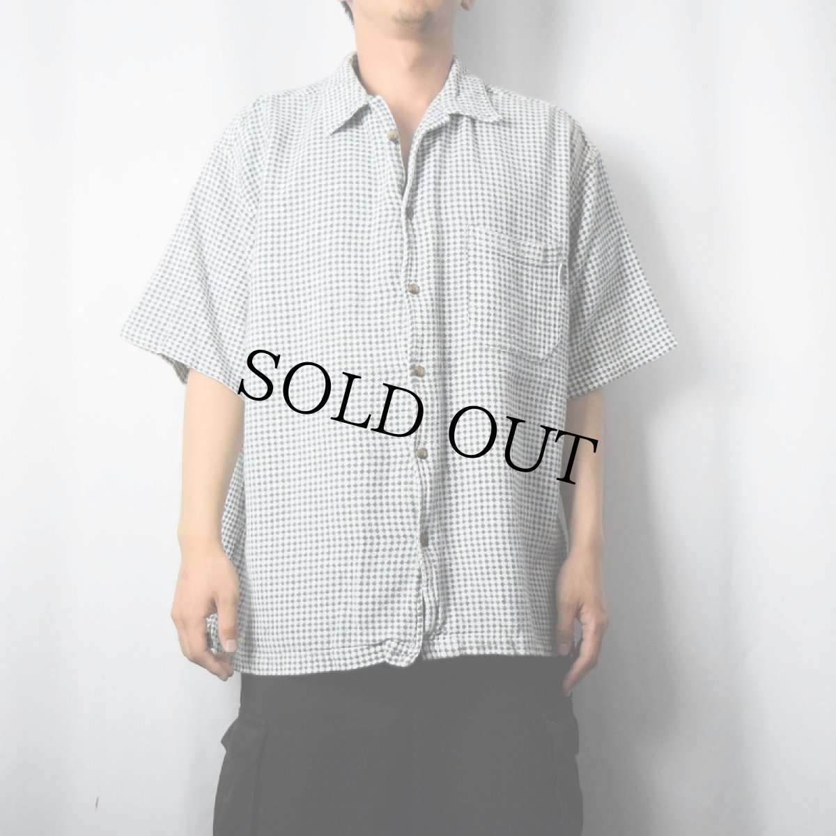 画像2: RIVER 総柄 オープンカラーコットンシャツ XL (2)