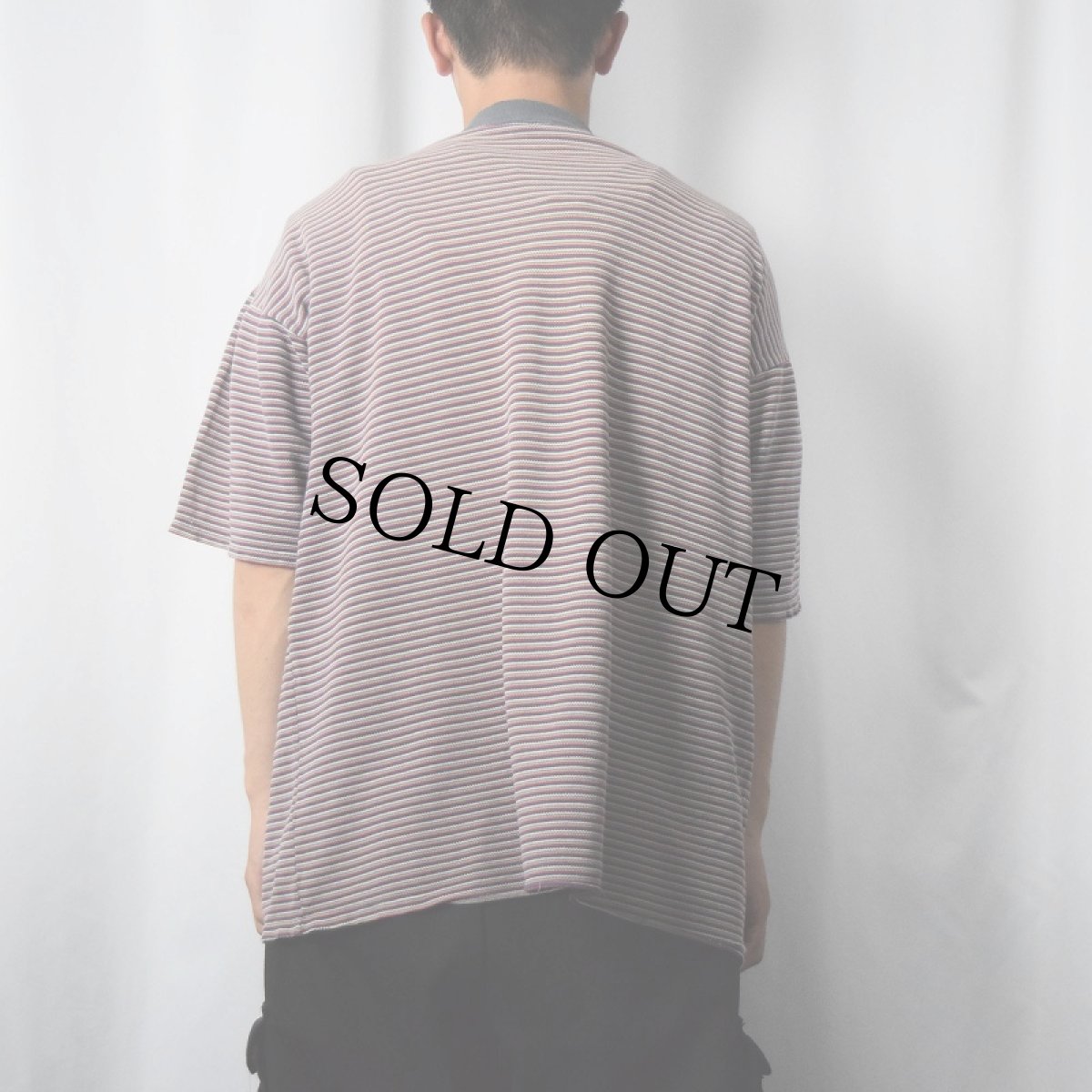 画像3: 90's〜 Bass USA製 マルチボーダー柄 Tシャツ L (3)