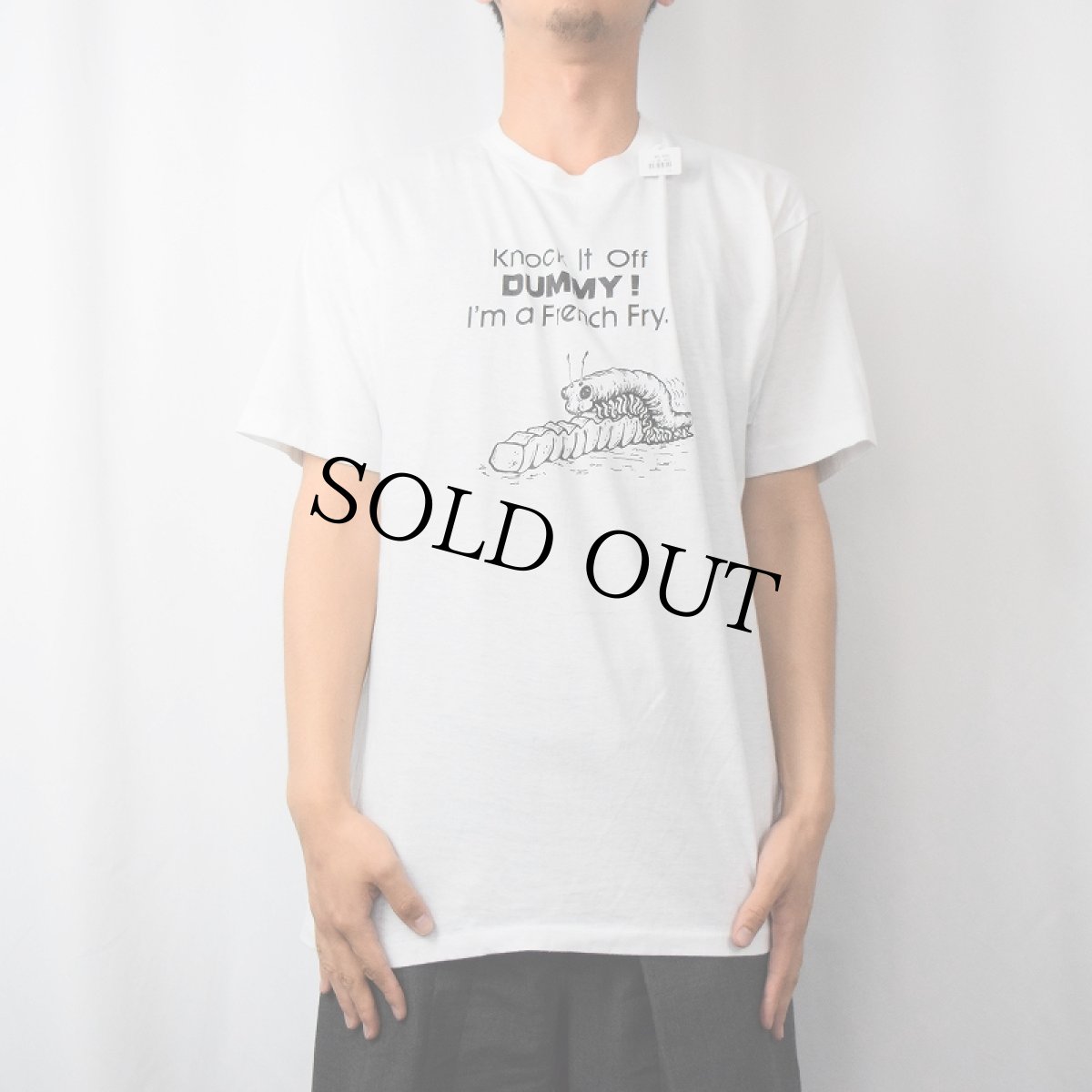 画像2: 80's "Knock It Off DUMMY! I'm a French Fry." シュールイラストプリントTシャツ XL (2)