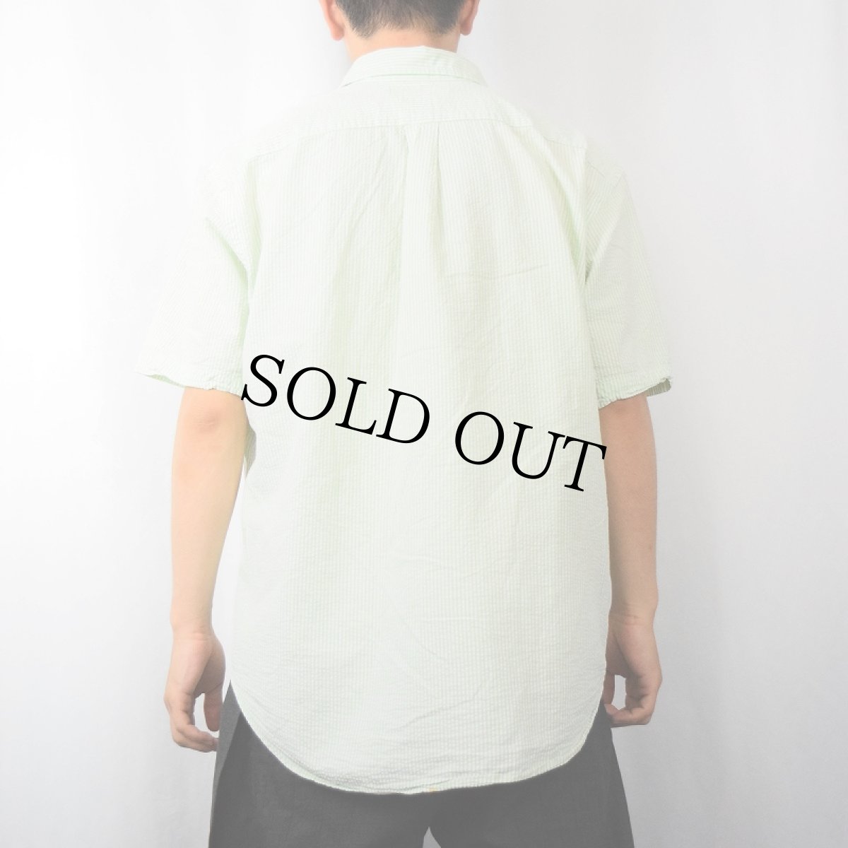 画像3: Ralph Lauren "CLASSI FIT" ストライプ柄 シアサッカーボタンダウンシャツ L (3)