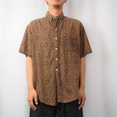 画像2: 60's Authentic IVY STYLING 総柄 3点留め コットンボタンダウンシャツ (2)
