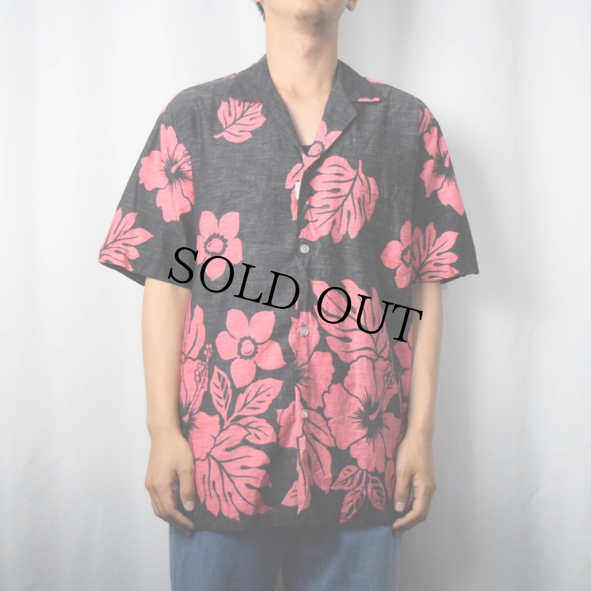 画像2: 【SALE】 80〜90's HAWAII製 ハイビスカス柄 アロハシャツ L (2)