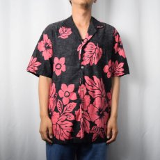 画像2: 80〜90's HAWAII製 ハイビスカス柄 アロハシャツ L (2)