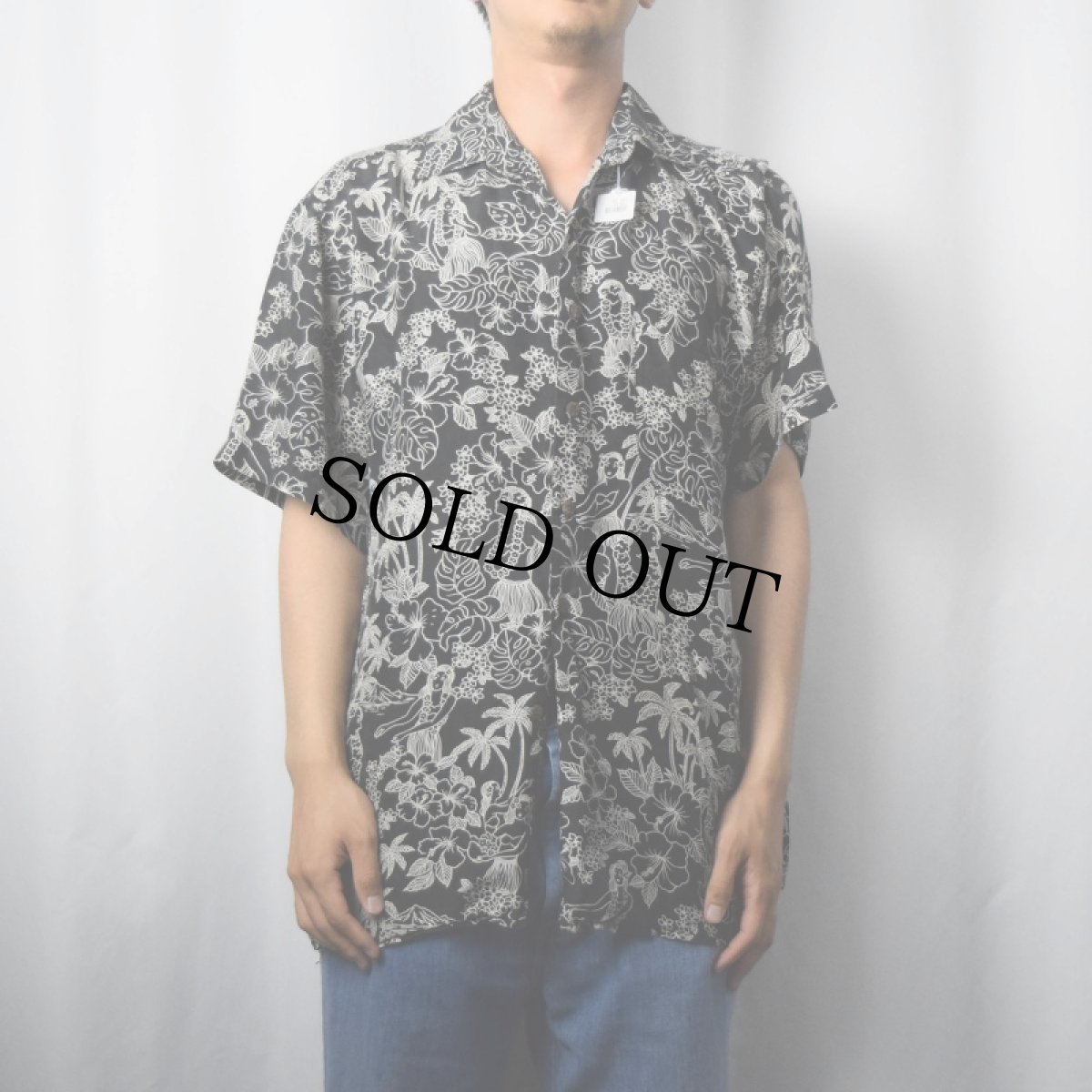 画像2: SILK ICON リゾート柄 シルクシャツ M (2)