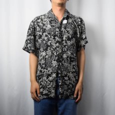 画像2: SILK ICON リゾート柄 シルクシャツ M (2)