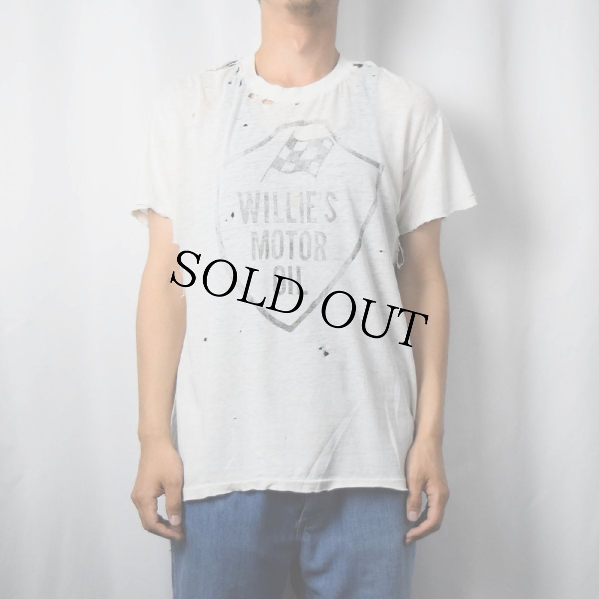 画像2: 80〜90's USA製 "WILLIE'S MOTOR OIL" プリントTシャツ L (2)