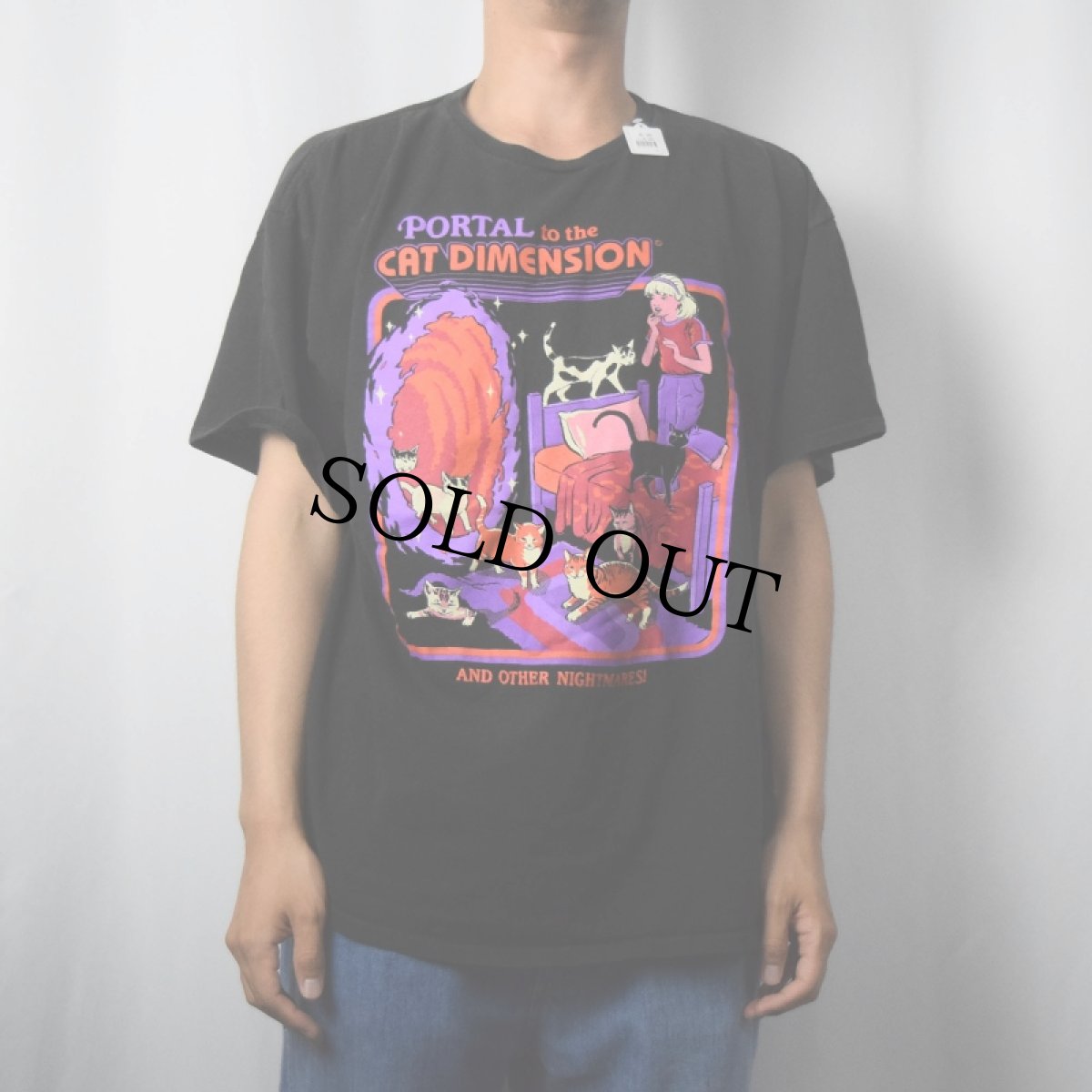 画像2: Steven Rhodes "PORTAL to the CAT DIMENSION" イラストプリントTシャツ (2)
