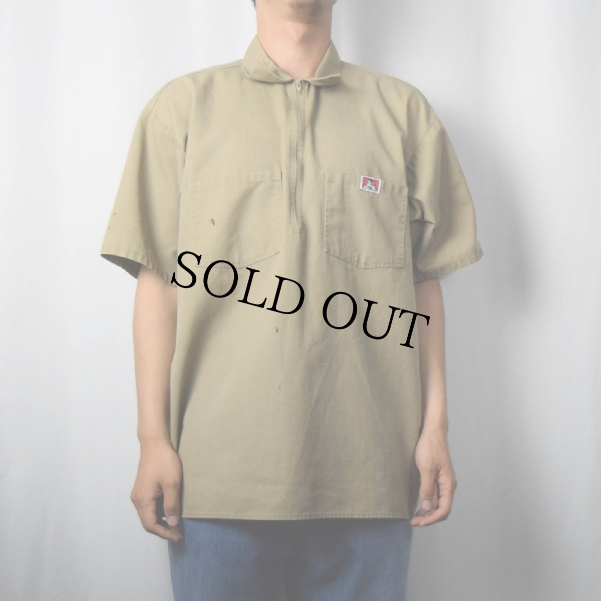 画像2: 80〜90's BEN DAVIS USA製 ハーフジップ ワークシャツ XL (2)