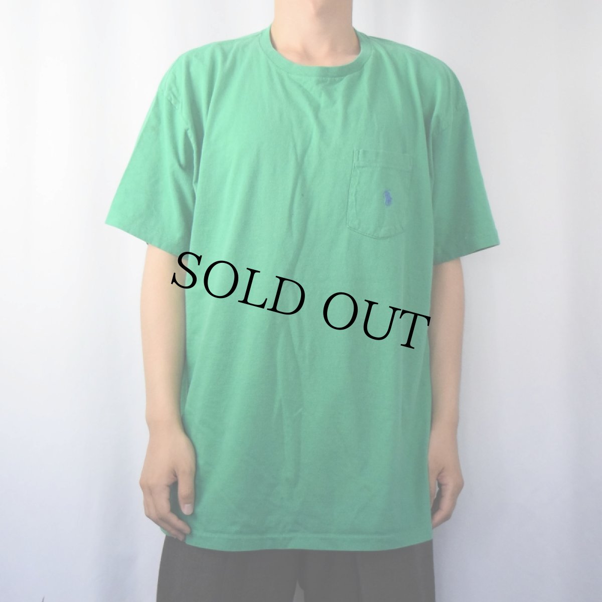 画像2: 90's POLO Ralph Lauren USA製 ロゴ刺繍 ポケットTシャツ L (2)