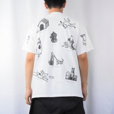 画像3: 90's Joe Crabtree USA製 犬マルチプリントTシャツ L (3)