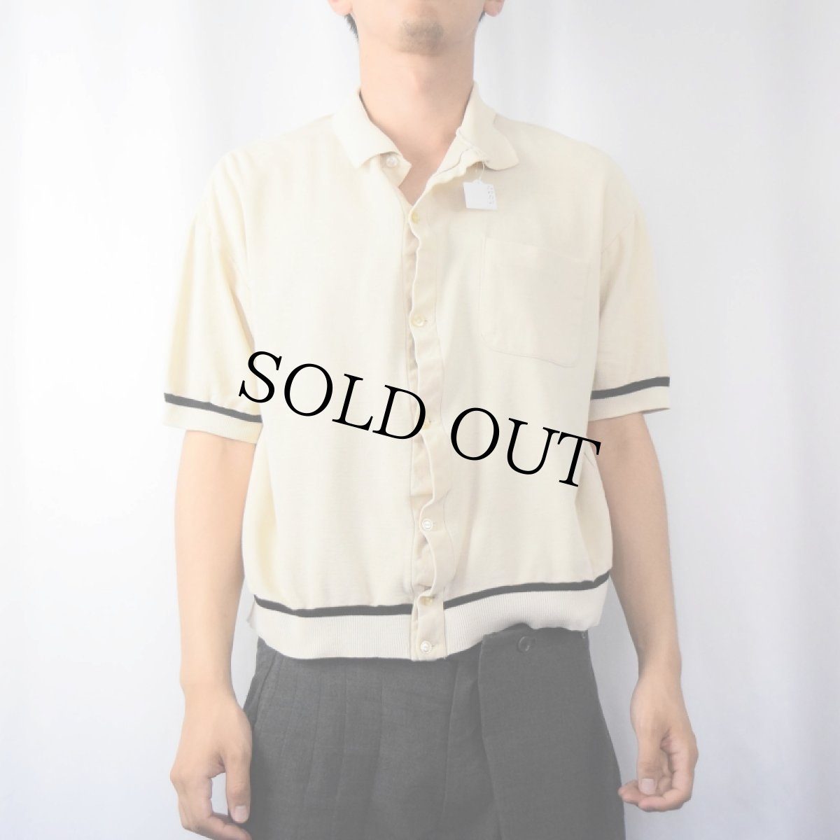 画像2: 60's〜 鹿の子ニットシャツ (2)