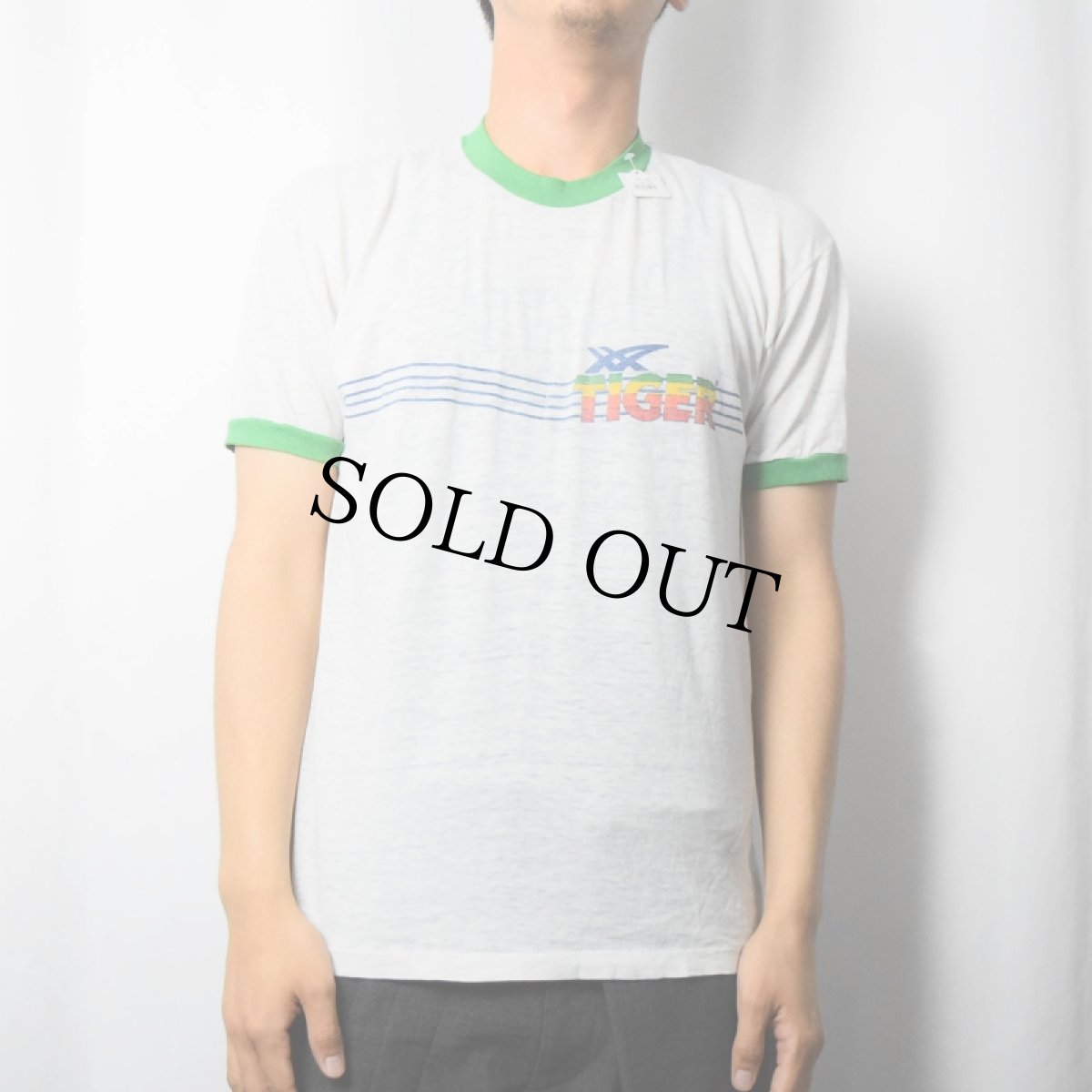 画像2: 70's asics USA製 "TIGER" ロゴプリントリンガーTシャツ (2)