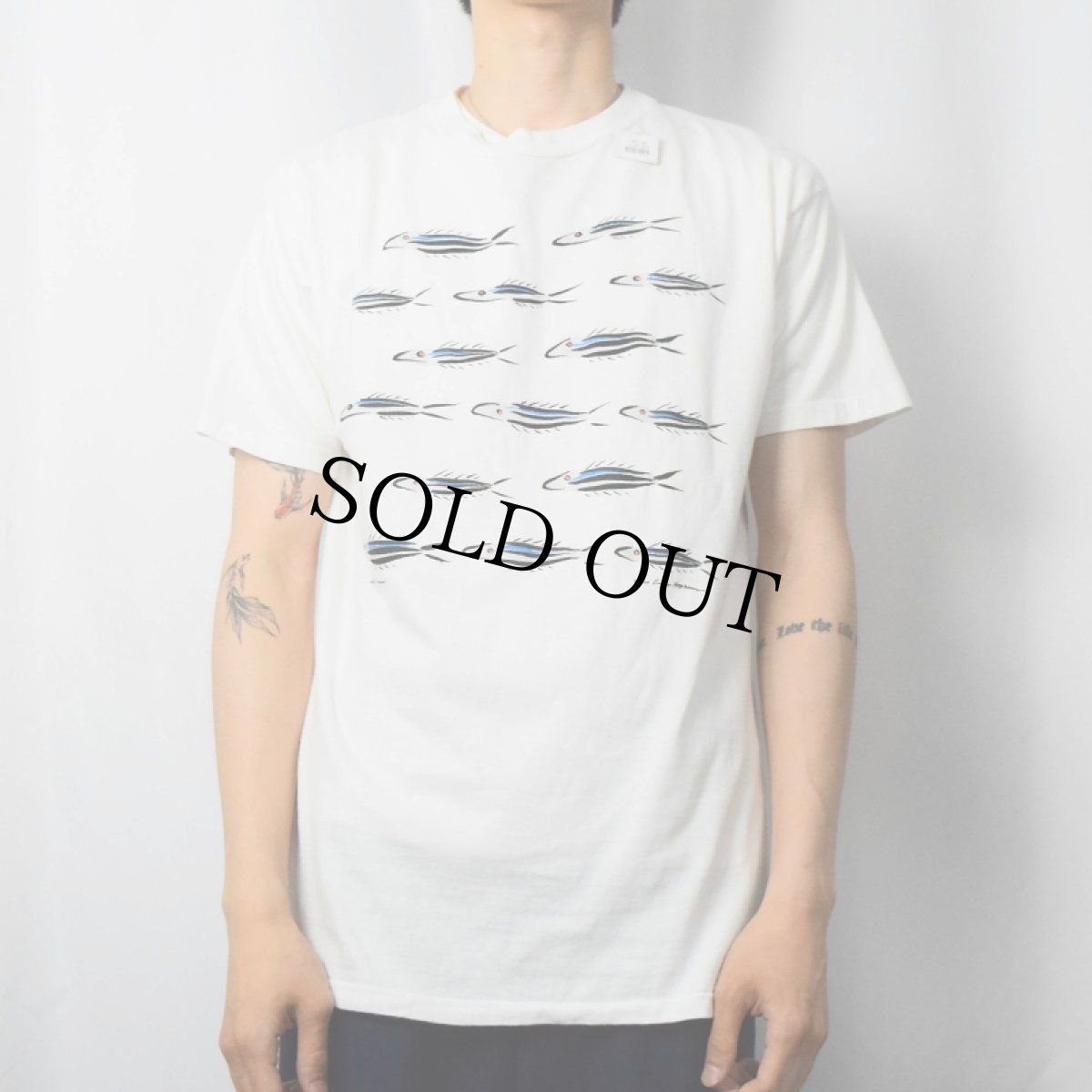 画像2: 90's USA製 魚イラストプリントTシャツ L (2)