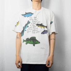画像2: 90's SHOEBOX USA製 魚イラストプリントTシャツ XL (2)