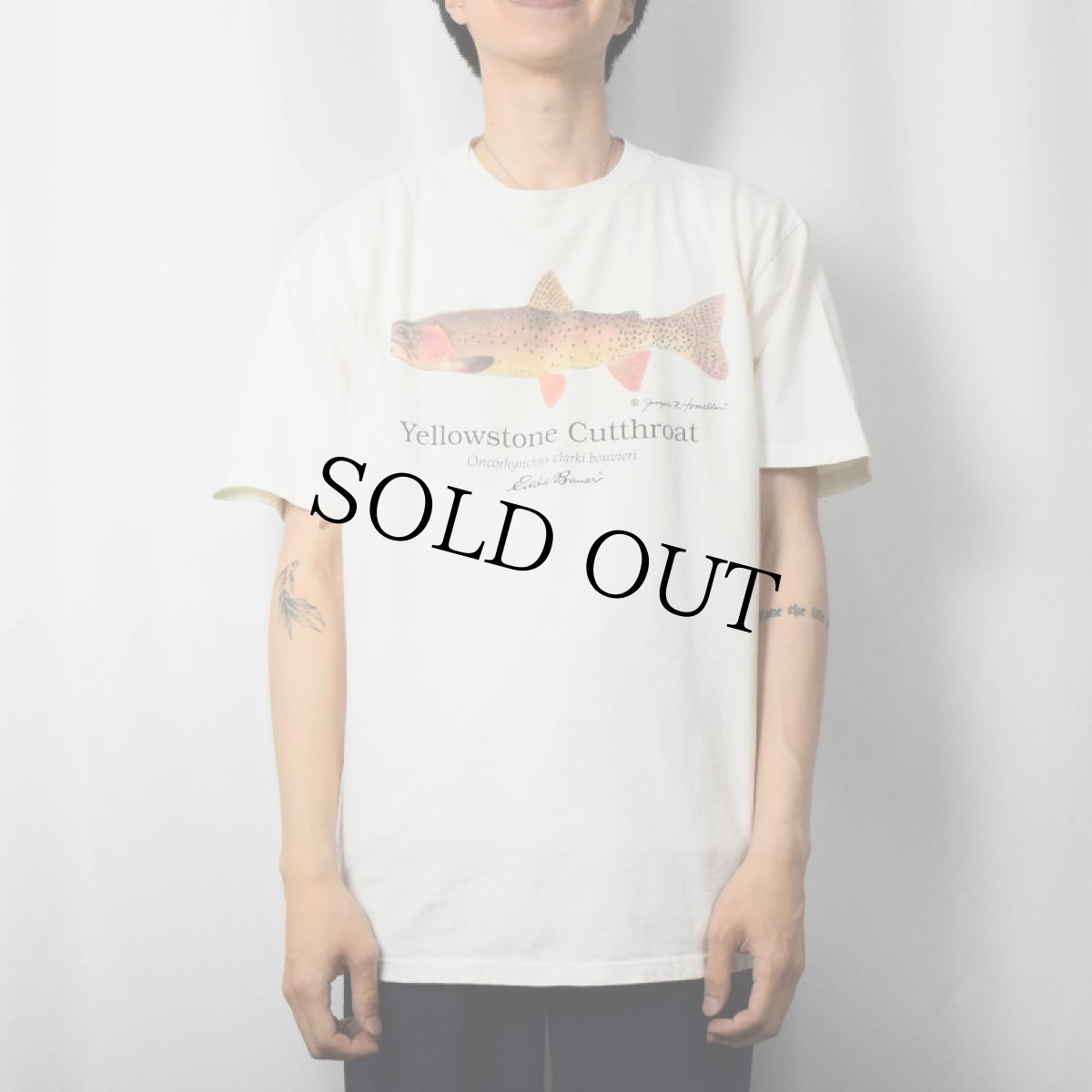 画像2: 90's〜 Eddie Bauer "Yellowstone Cutthroat" 魚イラストプリントTシャツ (2)
