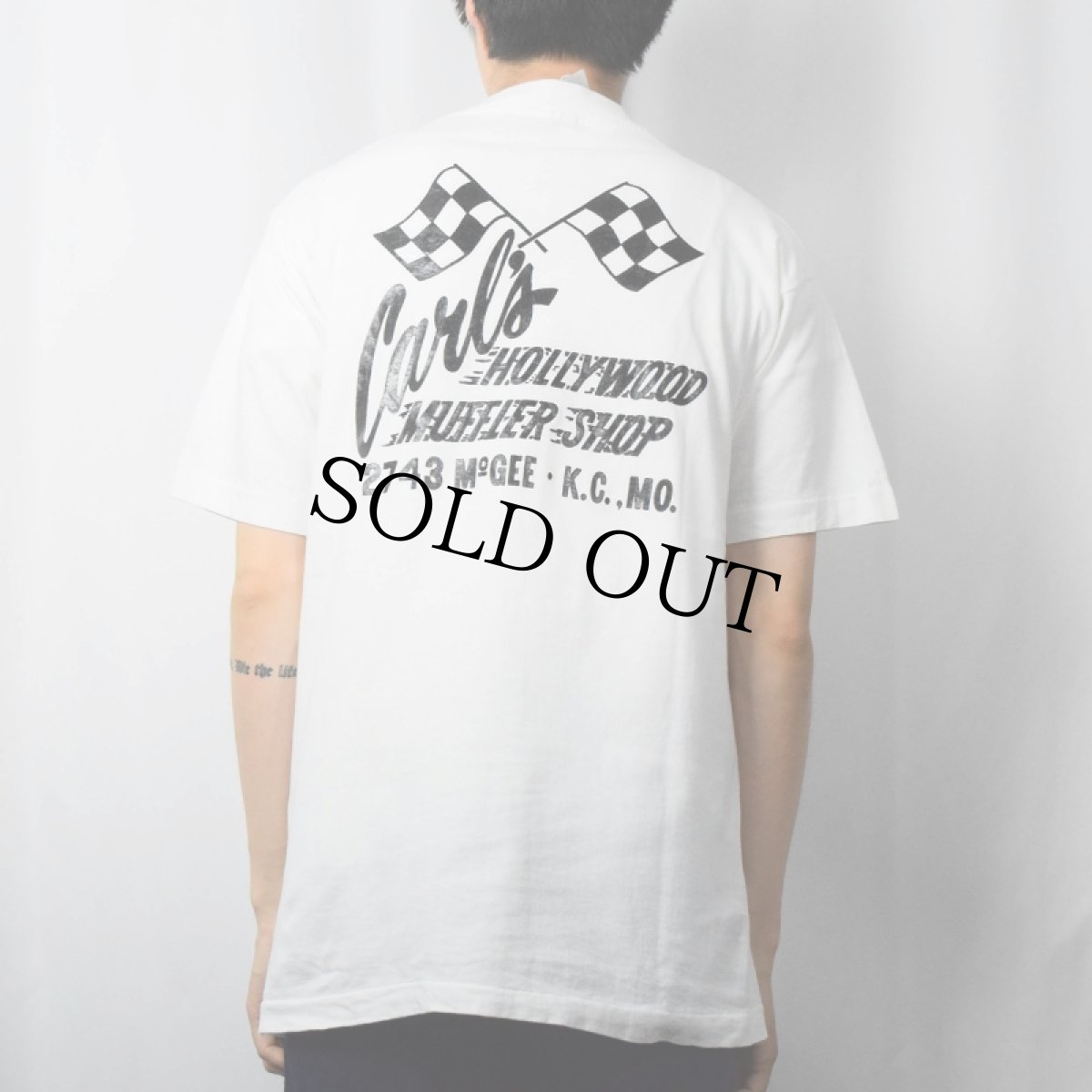 画像4: 90's Carl's Speed Shop USA製 バイクカスタムショップ プリントTシャツ L (4)