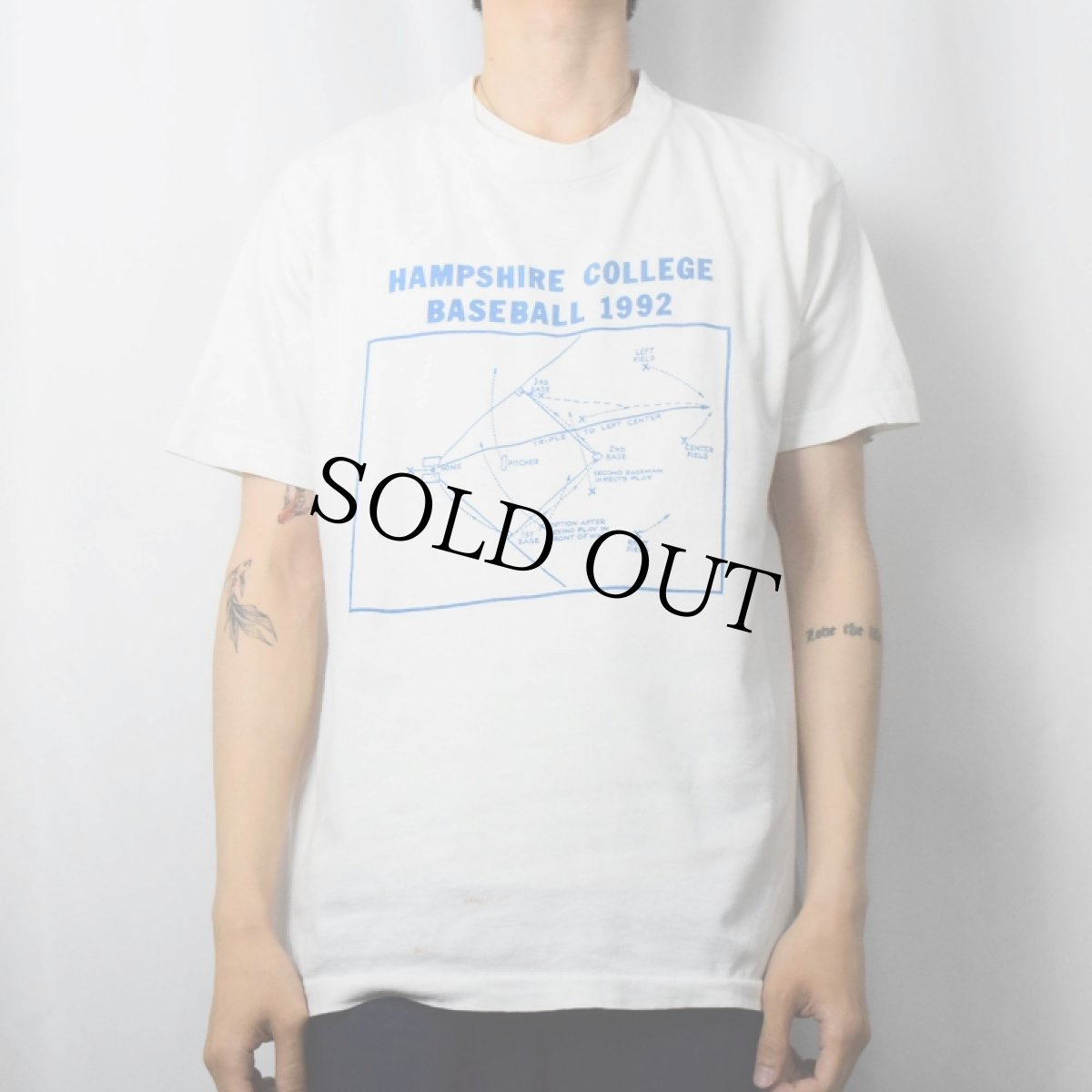 画像2: 90's USA製 "HAMPSHIRE COLLEGE BASEBALL 1992" プリントTシャツ L (2)