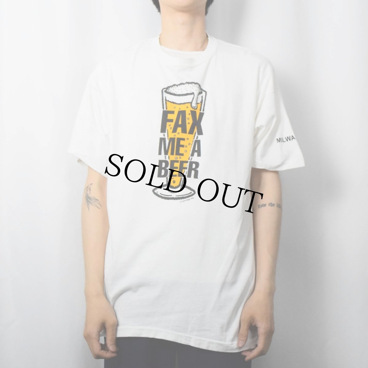 画像2: 90's USA製 "FAX ME A BEER" ビールプリントTシャツ XL (2)