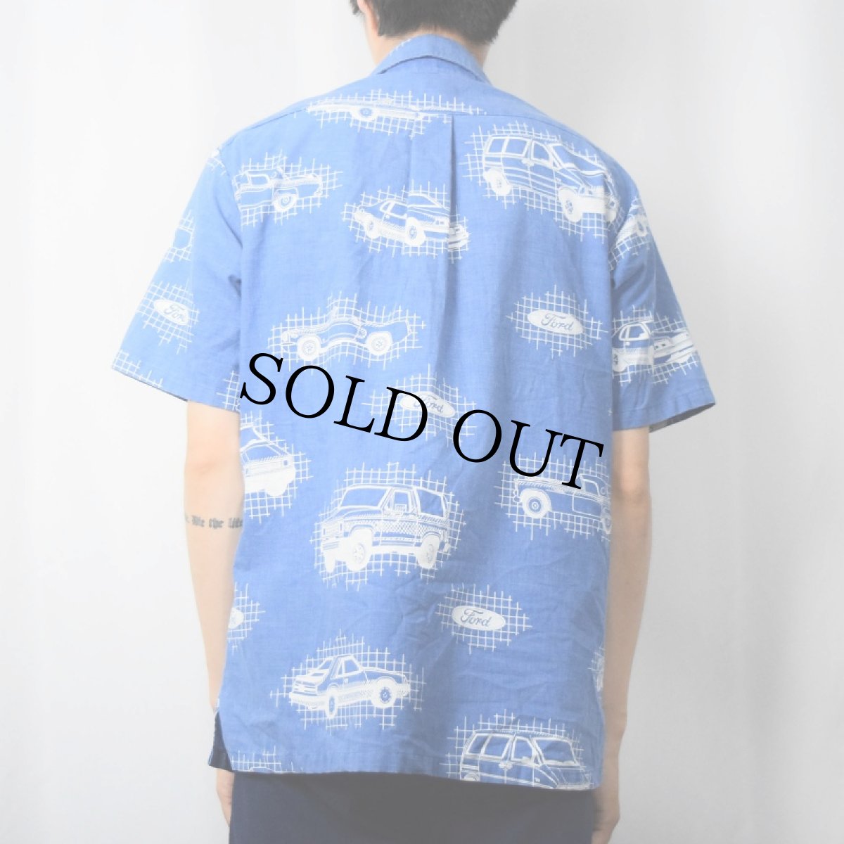 画像3: 80〜90's Ford 自動車マルチプリント コットンプルオーバーシャツ (3)