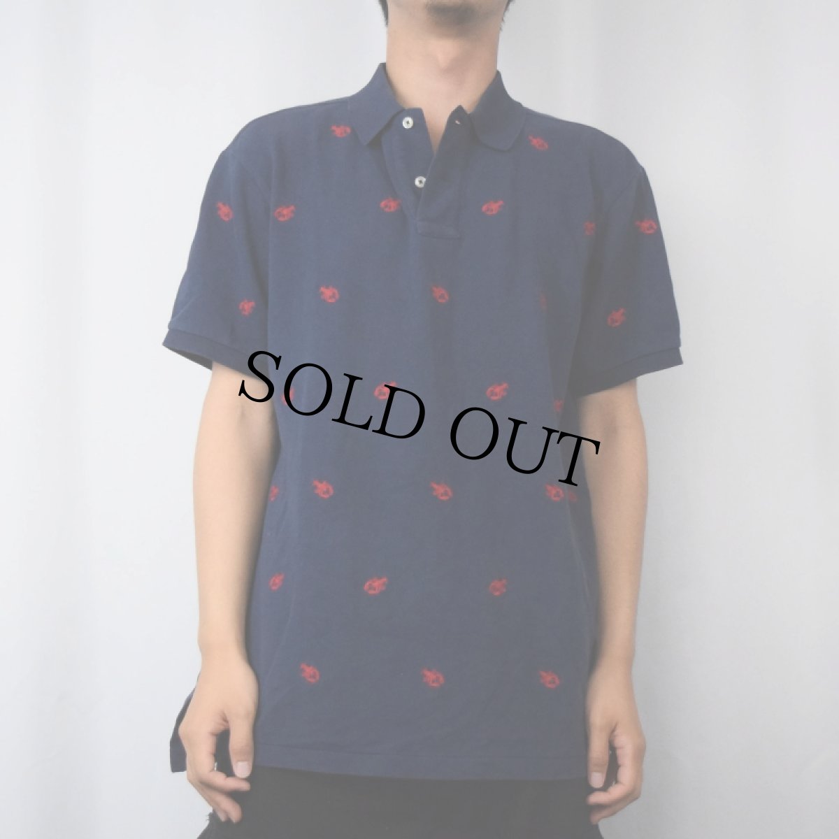 画像2: POLO Ralph Lauren ロブスター刺繍 鹿の子ポロシャツ NAVY L (2)